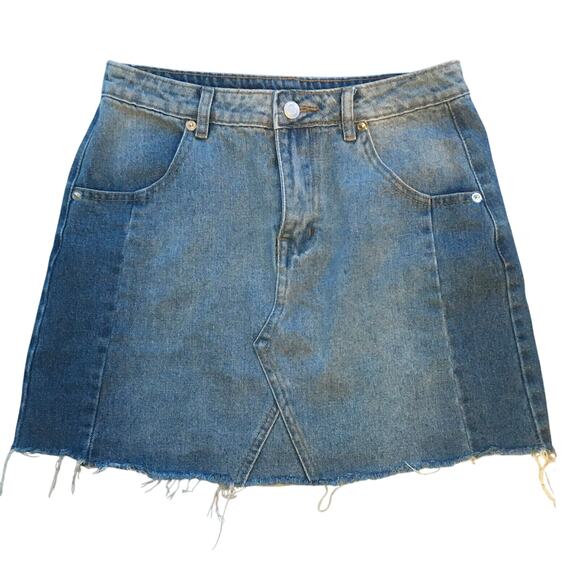 Altar'd State Skirt, Women's Size XS, Denim Blue Fray Distressed Stretch Pockets - Picture 1 of 8